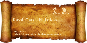Kovácsi Miletta névjegykártya