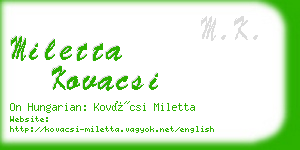 miletta kovacsi business card